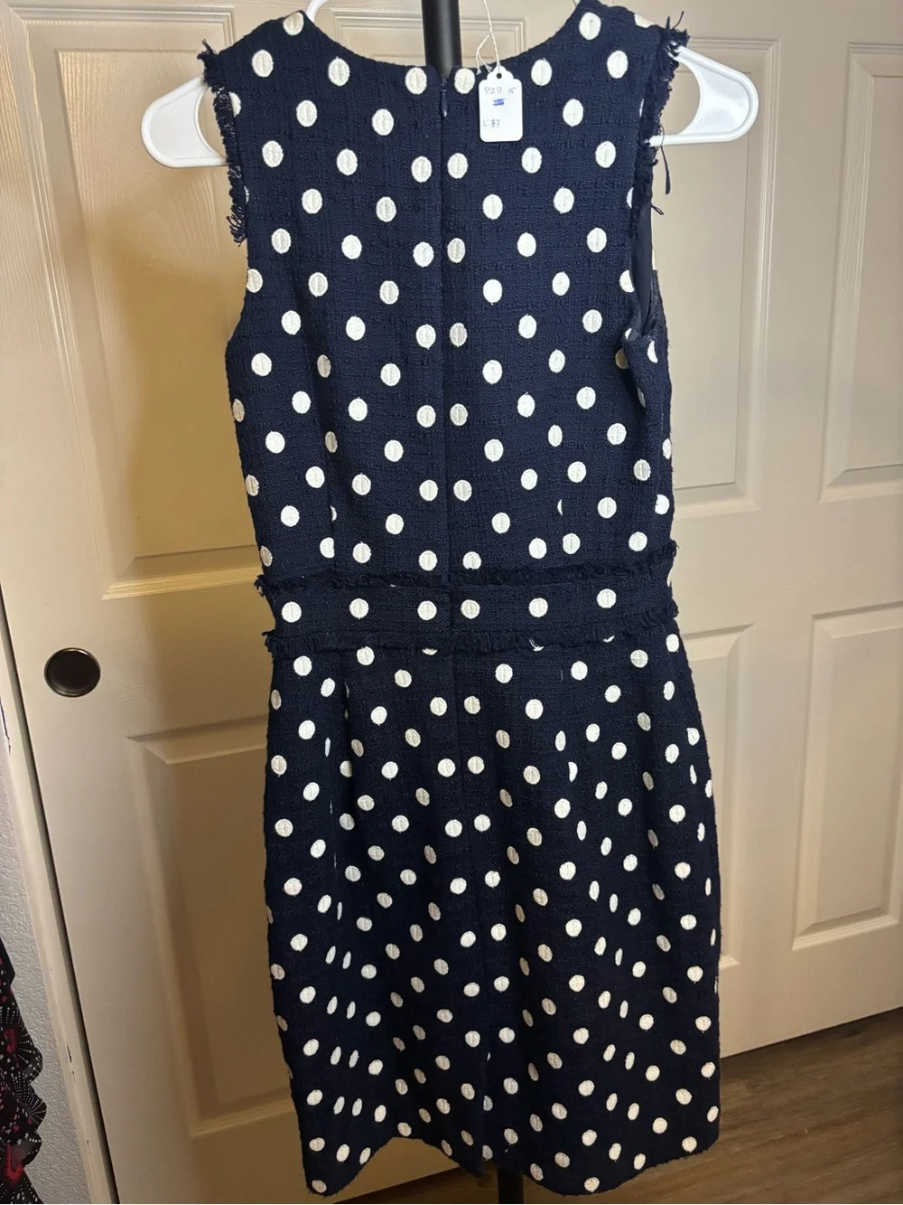 J. Crew Navy Dress with White Polka Dots
